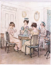 Señorita Willoughby: Probablemente pasaremos la noche aquí con la señorita Susan en la mesa de cartas